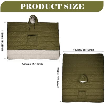 Dailygoods- Campingponcho Waterafstotend - Deken met Capuchon - Winddicht - Draagbaar - Thermische Deken - Verstelbare Capuchon