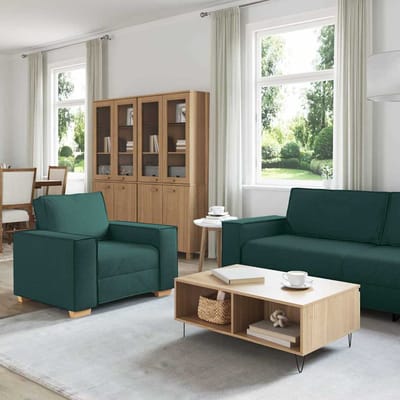 vidaXL - Bank - 3 - st - Donkergroen - Linnenmix - Stoffen