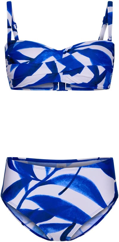 Pastunette Bikini Cobalt Leaves - Blauw/Wit - Bandeau - Maat 36