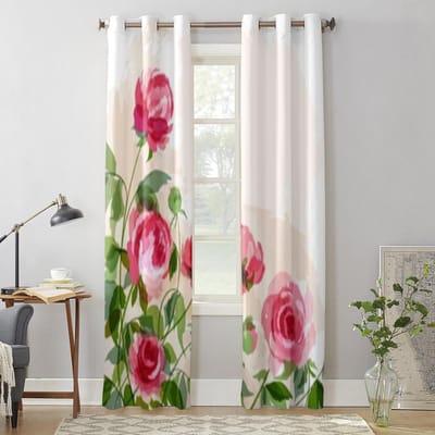 Romantische Achtergrond Met Pioenrozen Raamgordijn Voor Woonkamer Slaapkamer Decoratie Gordijnen Luxe Keuken Valgordijnen 135W x 60H(cm) x1