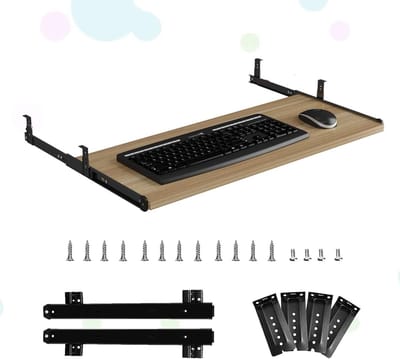Toetsenbordlade Onder Bureau - Muisplank Verlengstuk - Ruimte Besparen - Gladde Kogelrails - 54-70 cm - Zwart