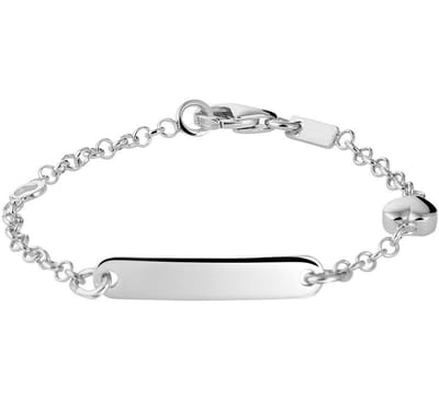 Zilver Gerhodineerde Graveerarmband hart plaat 4 mm 9 - 11 cm 1329938 11 cm