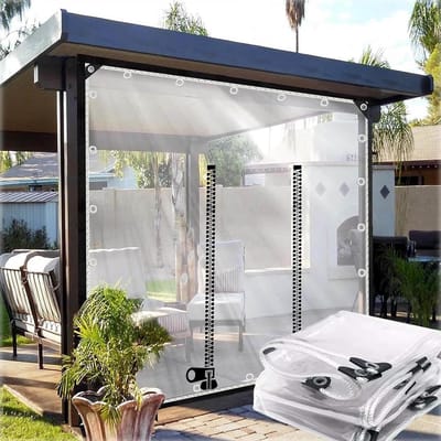 Zwaar Waterdicht PVC Zeildoek Transparant met Rits en Oogjes - 0,3 mm Helder Weerbestendig