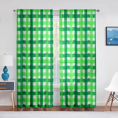 Geruite Retro Zwart Geel Gestreepte Tule Raamgordijnen voor Woonkamer Keuken Gordijnen Chiffon Slaapkamer Voile Transparant Gordijn 1 PCS W100XH250cm&Rod Pocket