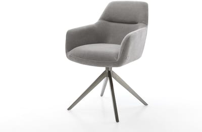 Eetkamerstoel Pejo-Flex kruisframe breed grafiet zachte stof met structuur grijs 360° draaibaar rocker-functie pocketveer kern