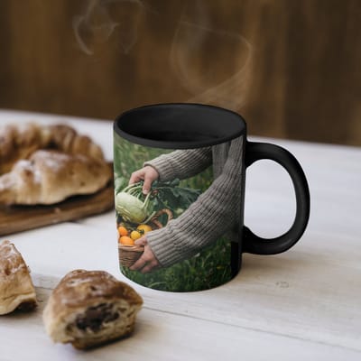 Magische Mok - Foto op Warmte Mokken - Koffiemok - Veld - Groenten - Biologisch - Oogst - Magic Mok - Beker - 350 ML - Theemok