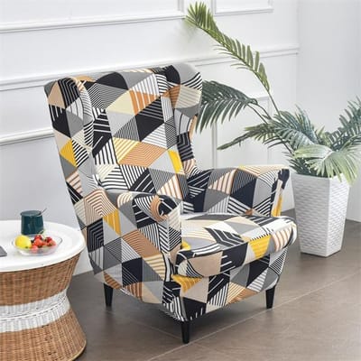 Geometry Wing Chair Cover Stretch Fauteuilhoezen Nordic Verwijderbare Relax Sofa Hoezen Bedrukte Hellende King Back Stoelhoes