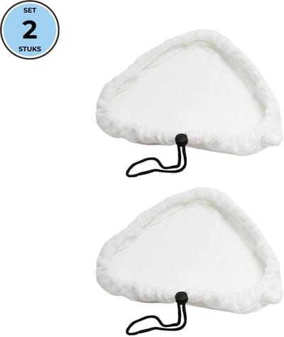 Bramokava Microvezeldoek 2 stuks – Geschikt voor driehoekige stoomreiniger – Universele pads met klittenband – Wit – 30x22 cm