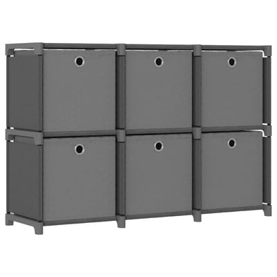 vidaXL - Kast - met - 6 - vakken - met - boxen - 103x30x72,5 - cm - stof - grijs