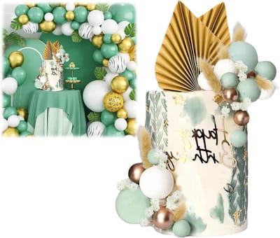 Decoratieset voor Taarten met 42 Stukken - Bloemen, Ballen en Versieringen voor Verjaardagsfeest en Bruiloft