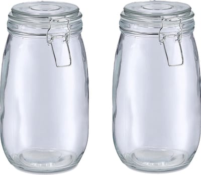 Zeller Voorraadpot/bewaarpot Alfie - 2x - 1.4L - glas - beugelsluiting - D11 x H22 cm