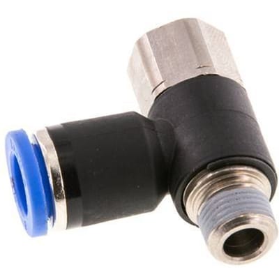 8mm x R1/8'' Elbow Messing/PA 66 Insteekfitting Buitendraad Binnendraad Draaibaar NBR [2 Stuks]