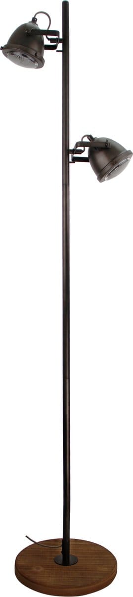 Chericoni Bella vloerlamp - 2 lichts - Hoogte 153 cm - GU10 - Zwart & Hout