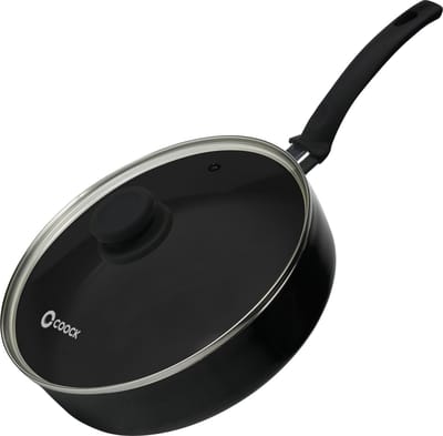 COOCK Hapjespan Inductie - 3100ml - Speciale Anti-Aanbak Coating - Ergonomische Koudgrepen - Gerecycled Aluminium - Zwart - Inclusief E-book