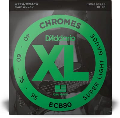 D'Addario ECB80 Bassnaren Flatwound Chromes (40-95) Super Light