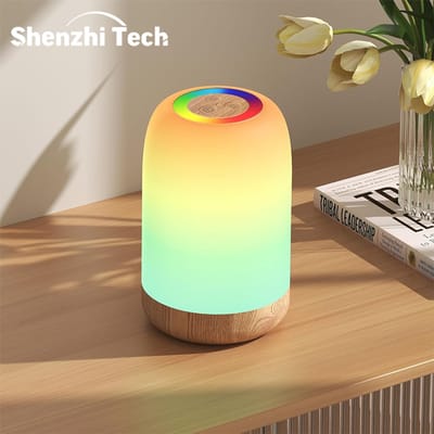 SHENZHITECH Led Touch Lamp Met Dimbare Rgb Colour, Houtnerf Tafellamp Timing Functie, Usb Oplaadbare Nachtlampje, Voor Slaapkamer Kids Deco