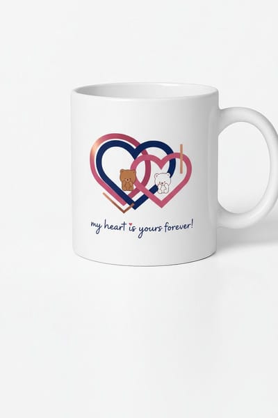 Mok 'My Heart Is Yours Forever' met Lieve Beertjes & Verstrengelde Harten - Romantisch Koppel Cadeau