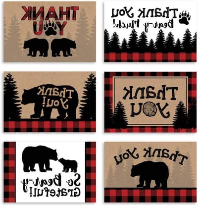 Bedankkaarten met Envelop - Notitiekaarten Kaartjes - Feestelijke Bedankjes - Rustiek Dieren Design - 4x6 inch - Multicolor