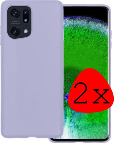 Hoesje 2 Stuks - Geschikt voor OPPO Find X5 - Sterk & Shockproof - Case Siliconen - Back Cover - Telefoon Hoes - Lila