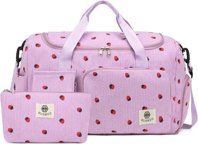 SnelShoppen - Sporttas voor Kinderen - Duffle Bag met Schoenenvak en Nat Vak - Paars-Aardbei - Weekendtas voor Jongens en Meisjes - Outdoor, Fitness,