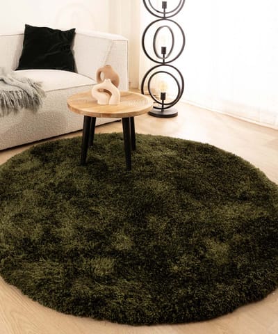 Shaggy vloerkleed rond - Meadow olijfgroen 100