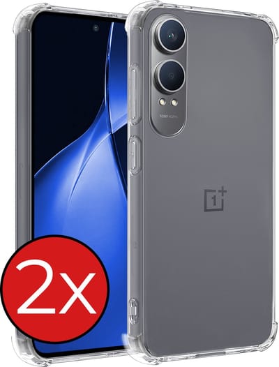 Hoesje - 2 Stuks - Geschikt voor OnePlus Nord CE 4 Lite - Sterk & Shockproof - Back Cover - Siliconen Case - Telefoon Hoes Shock Proof - Telefoonhoes - Transparant