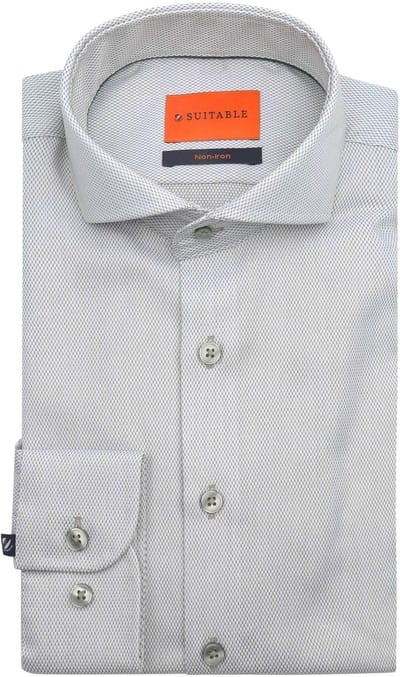 Suitable Overhemd Jacquard Luxe Groen - Maat 38 - Heren - Casual Shirt