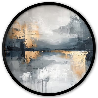 Poster in lijst Rond - Fotolijst 40x40 cm - Posters - Abstract - Verf - Kunst - Goud - Ronde posterlijst zwart - Decoratie - Wanddecoratie woonkamer - Muurdecoratie slaapkamer