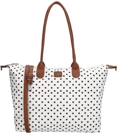 Charm London Buckingham Schoudertas 15,6 inch - Shopper - Laptoptas - Werktas - A4 - Praktisch - Dames Tas - Stippen - Dots - Zwart Wit