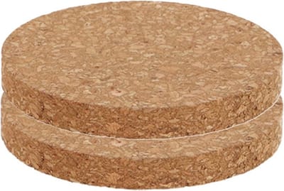 Esschert Design plantenpot onderzetter - 2x - van kurk - D13 x 1 cm - voorkomt kringen - vloer bescherming