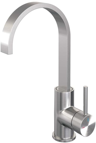 Brauer Brushed Carving Hoge Opbouw Wastafelmengkraan met Draaibare Platte Uitloop Model A RVS Geborsteld PVD