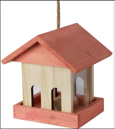 Muntel® Vogelvoederstation - Voerbak - Hout - Rood - 19 x 16 x 13.5 cm