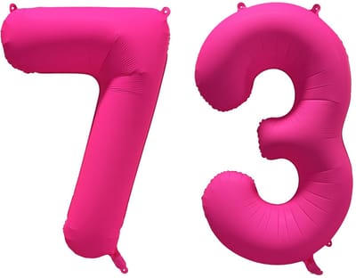 Folieballon 73 jaar - Neon Roze - 86 cm