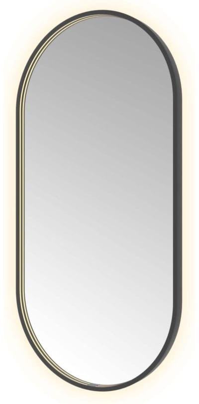 Hotbath &More Mirrors Oval LED Badkamerspiegel - Ovaal - 120 x 60 cm - Geborsteld Zwart Pvd