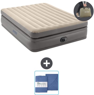 Intex Luchtbed - 2-Persoons - 152 x 203 x 51 cm - Grijs - Inclusief pomp en Hoeslaken