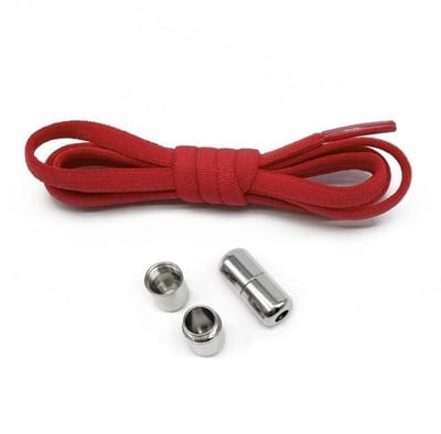 *** revolutionaire elastische veters voor kinderen en sporters - nooit meer strikken, altijd perfecte pasvorm - in trendy rood en klassiek rond design - de ultieme no tie schoenveters!