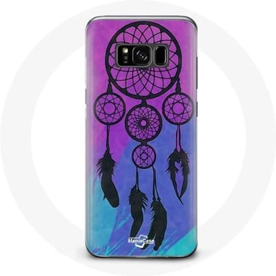 Case voor Samsung Galaxy S8 Dream Catcher Zwart Blauwe en Paarse Achtergrond zwart