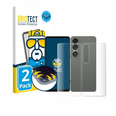 BROTECT - Screenprotector voor Sony Xperia 1 VII (Voor+Achter) - Folie Beschermfolie transparant volledig dekking - 2 Stuks