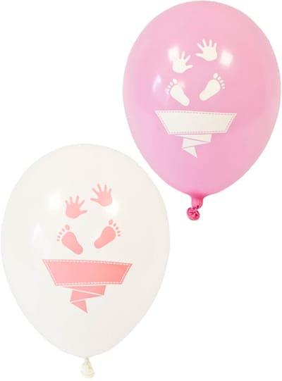 HOBI - 8 latex ballonnen met witte en roze voetjes en handjes 30 cm voor een babyshower