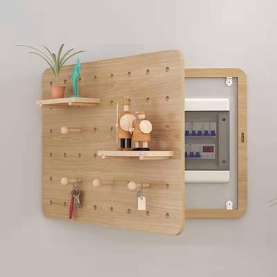 Meterkast Afdekking Hout - Zekeringkast Frame - Meters Verbergen - Rustieke Wandmontage - 50x40cm - Houtkleur