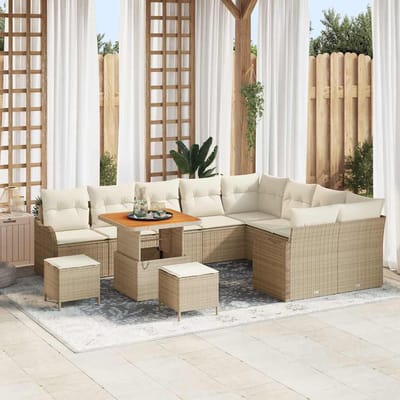 vidaXL - Tuinbank - Set - 12 - st - 11-Aantal - zitplaatsen - Beige - en - Crème