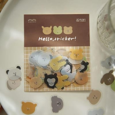 100 STUKS PET Leuke Cartoon Dier Micro-expressies Sticker voor Scrapbooking Journal Decoratie DIY Materiaal B