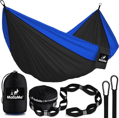Ultralichte Dubbele Hangmat 300 x 200 cm voor 2 Personen – Ademend, Waterdicht Parachutenylon, Inclusief Karabijnhaken en Ophangriemen