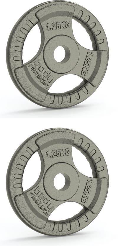 Tri-grip gietijzeren halterschijven - grijs - 2x1,25 kg - 1\ gat