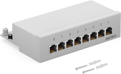 Patchpaneel 8 poort - Netwerk verdeler - Netwerk installatie - Afgeschermd LSA veld - CAT 6a - Lichtgrijs