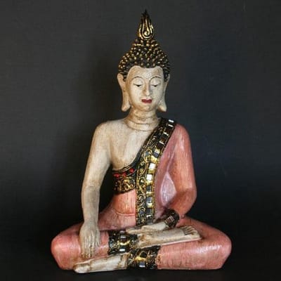 Thaise Boeddha beeld Houtlook Roze 25 cm | GerichteKeuze