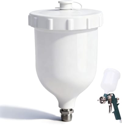 Dailygoody - Zwaartekrachtvoer Verfpot - Airbrush Cup Pot - Grote capaciteit - Wit - Kunststof - Verfaccessoires - Geschikt voor Nail Design - 600mL