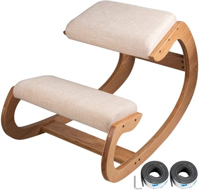 uJOY Ergonomische stoel - Helpt de houding te verbeteren - Brede knie- en zitkussens - Schommelbasis - Antislip ontwerp - Eiken