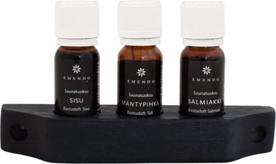 Emendo set Sauna geuren 3x10ml inclusief houten rekje - Opgietmiddel Sauna