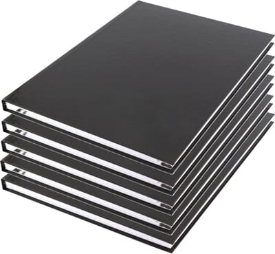 Schoolschriften - 5x - A4 - 80 pagina's - harde kaft - gelinieerd - zwart - notitieboek